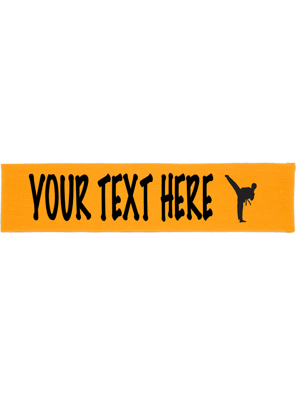 Custom Karate Tae Kwon Do Cotton Headband - Flat (Non Sparkle) Letters!