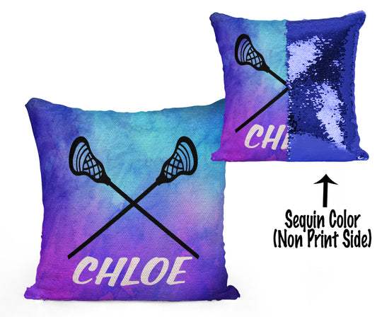 Personalized CUSTOM LACROSSE Sequin Pillow - Watercolors