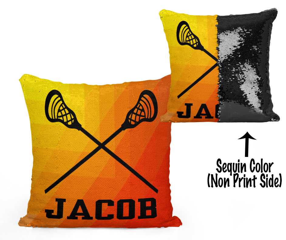 Custom Personalized Lacrosse Sequin Mermaid Flip Pillow- Abstract