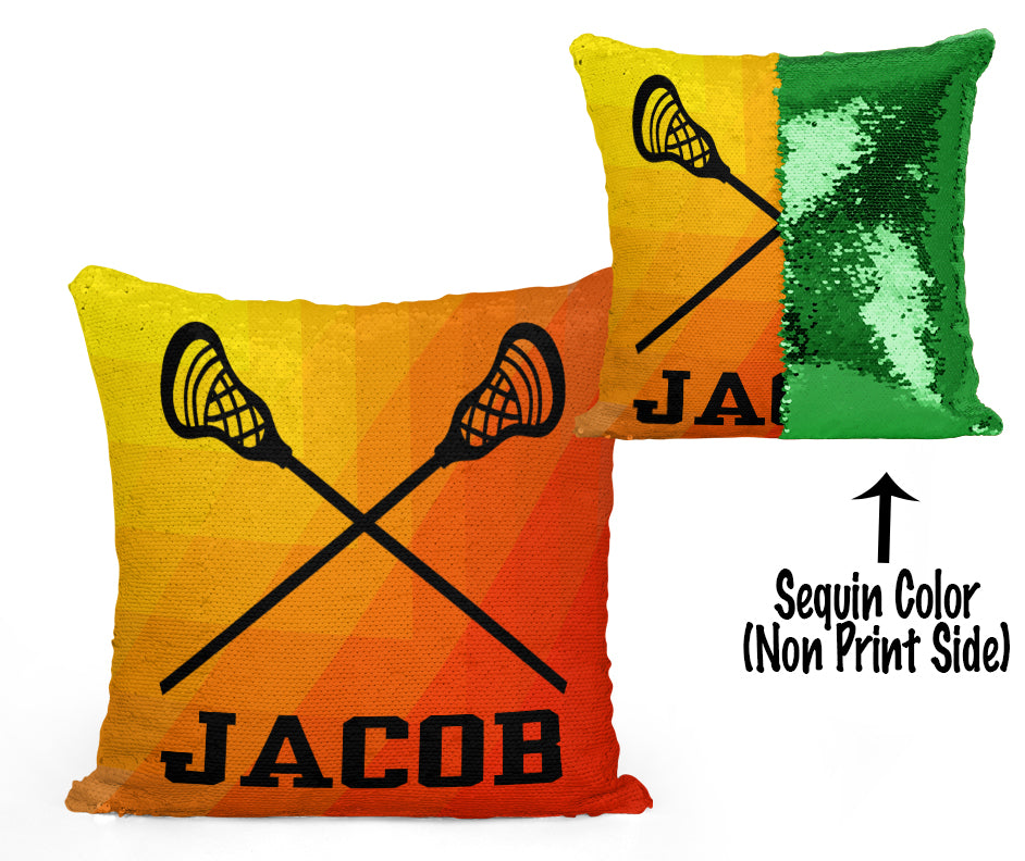 Custom Personalized Lacrosse Sequin Mermaid Flip Pillow- Abstract