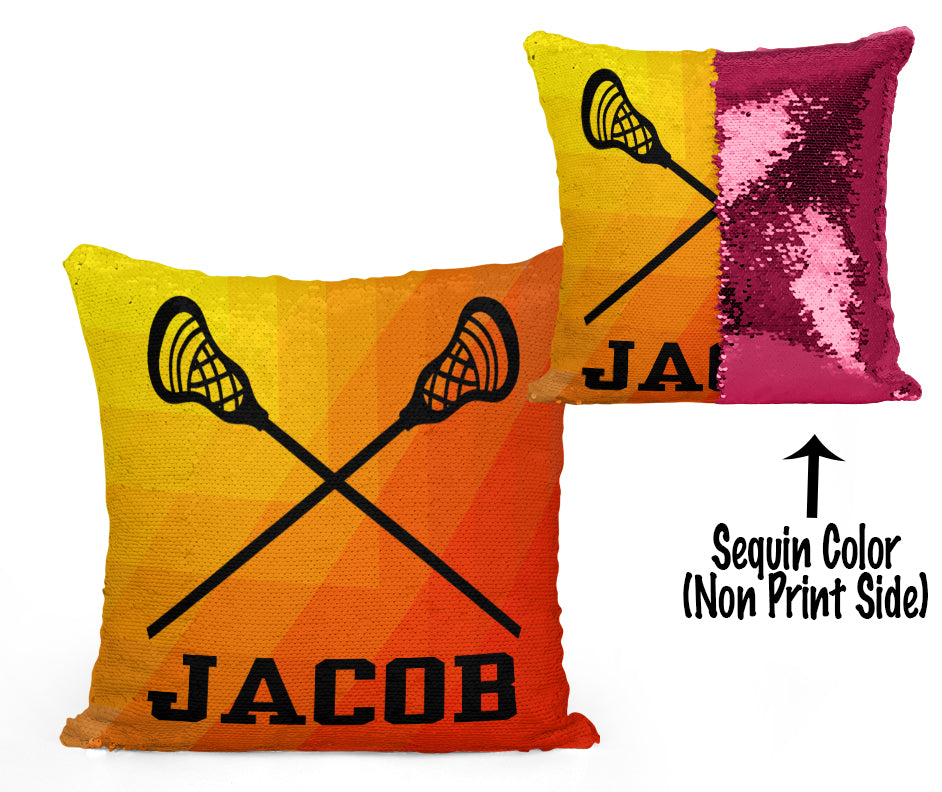 Custom Personalized Lacrosse Sequin Mermaid Flip Pillow- Abstract
