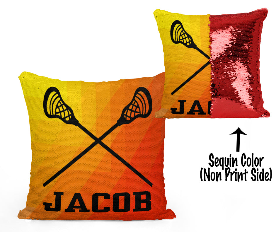 Custom Personalized Lacrosse Sequin Mermaid Flip Pillow- Abstract