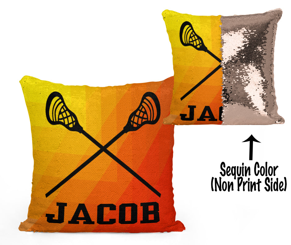 Custom Personalized Lacrosse Sequin Mermaid Flip Pillow- Abstract