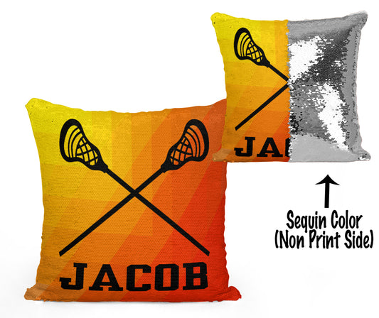 Custom Personalized Lacrosse Sequin Mermaid Flip Pillow- Abstract