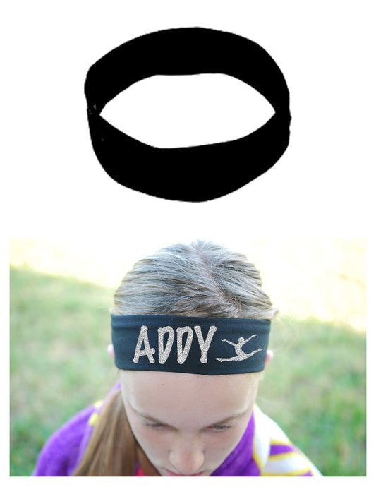 Custom Gymnastics Headband (Cotton/Lycra) with Sparkle Letters!