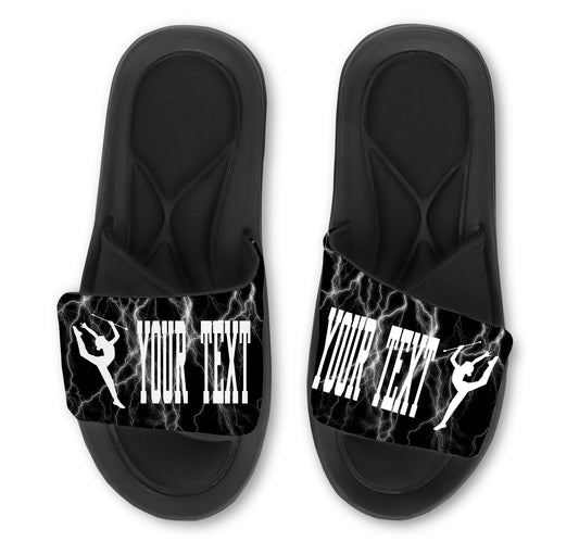 Baton Twirling Custom Slides / Sandals With Lightning Design