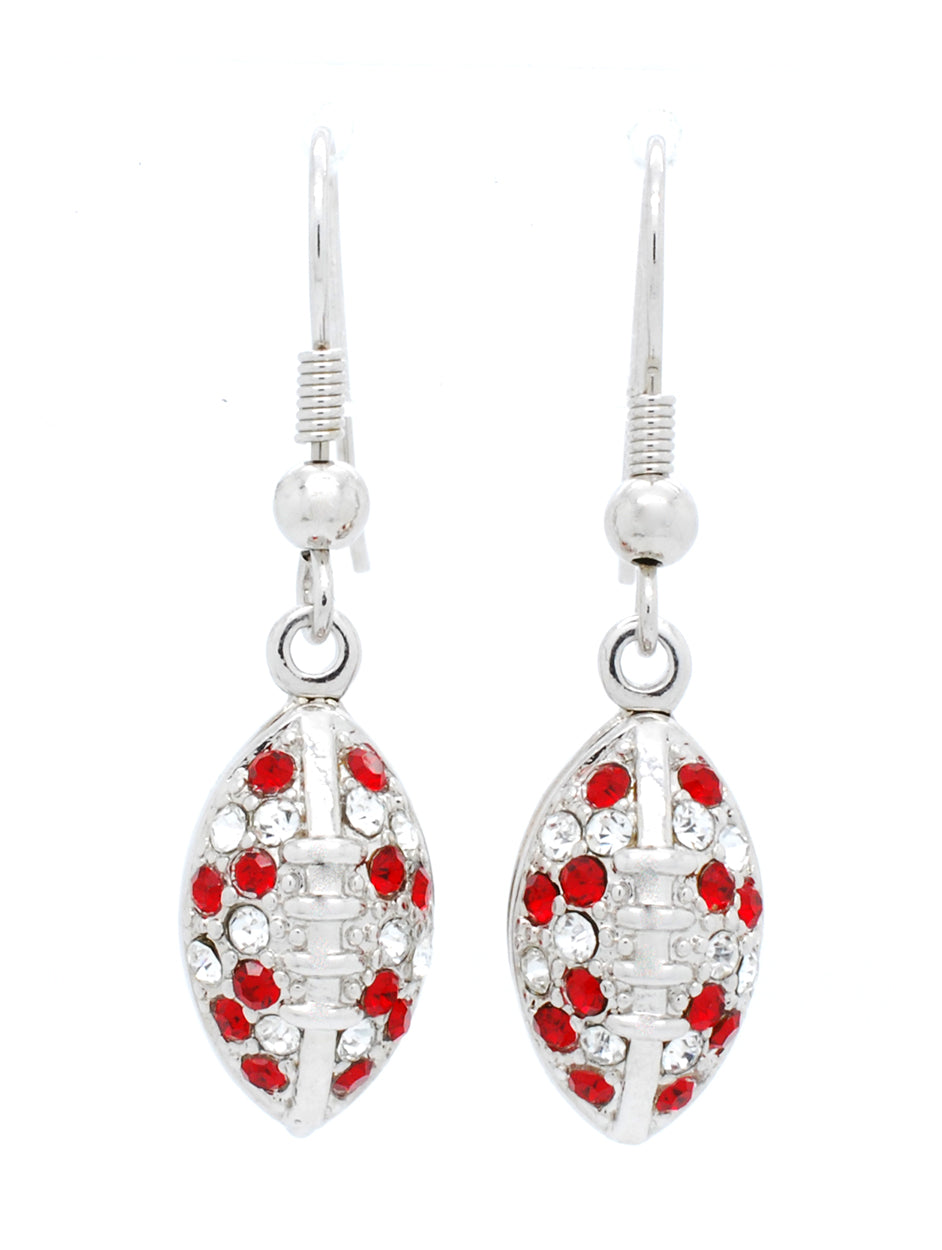 Football Earrings - Red/Crystal