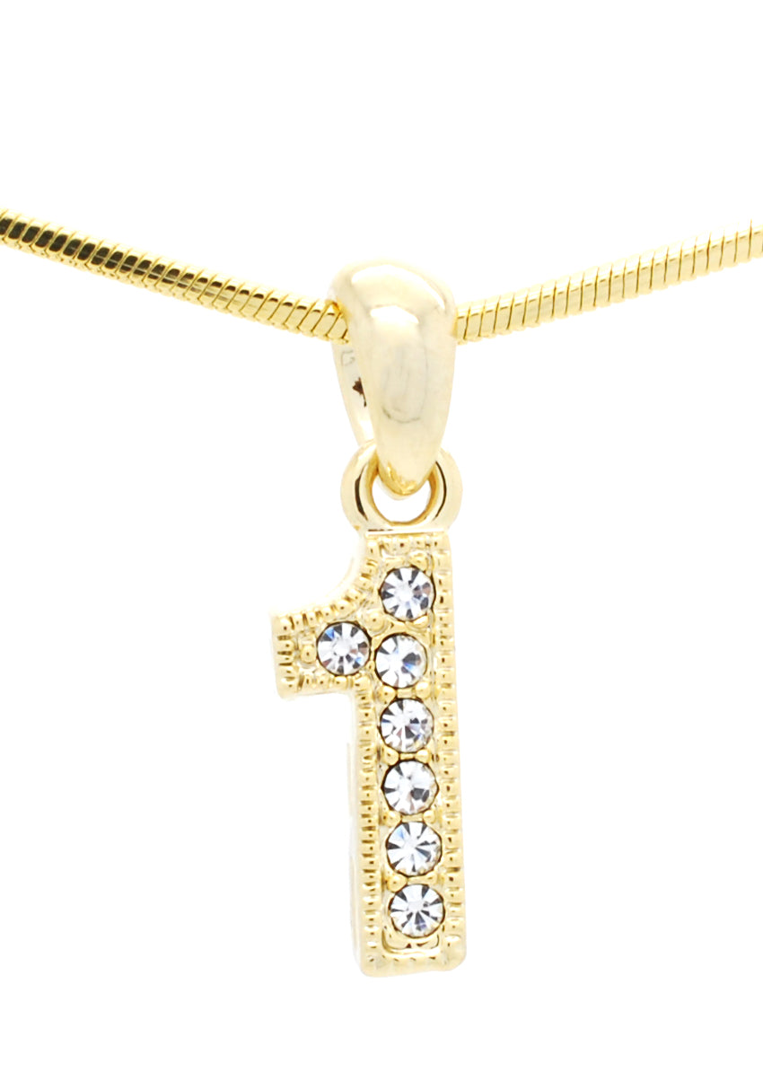 Number Pendant Charms - Gold Crystal