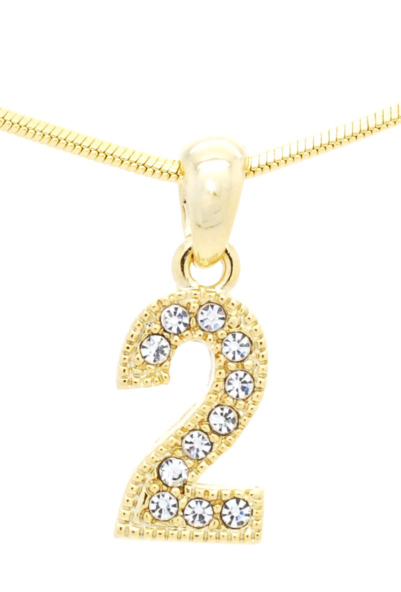 Number Pendant Charms - Gold Crystal