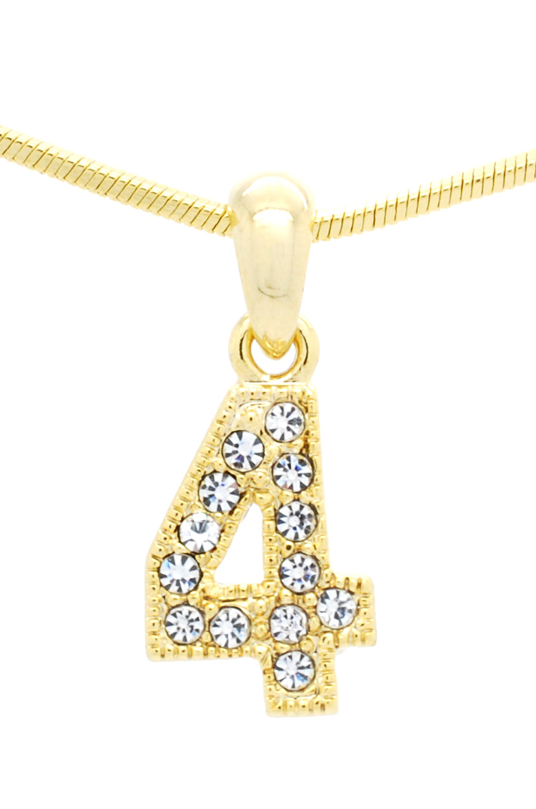 Number Pendant Charms - Gold Crystal