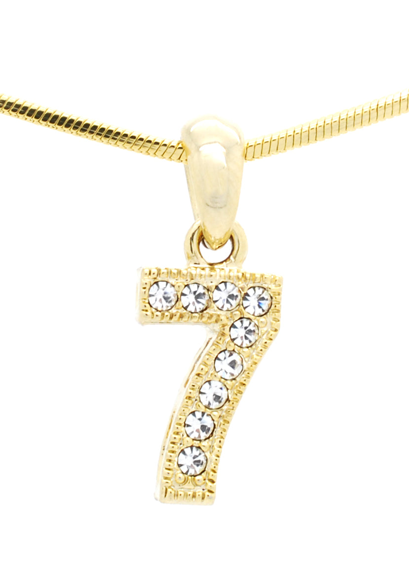 Number Pendant Charms - Gold Crystal