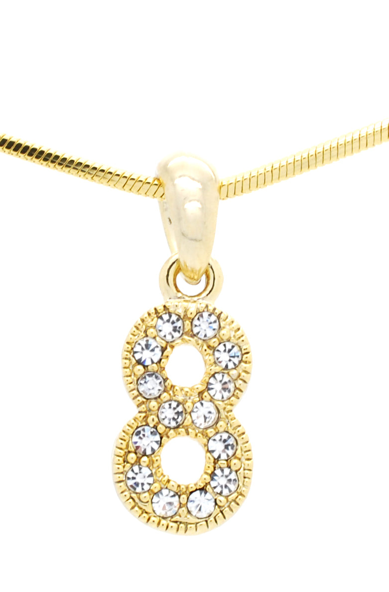 Number Pendant Charms - Gold Crystal