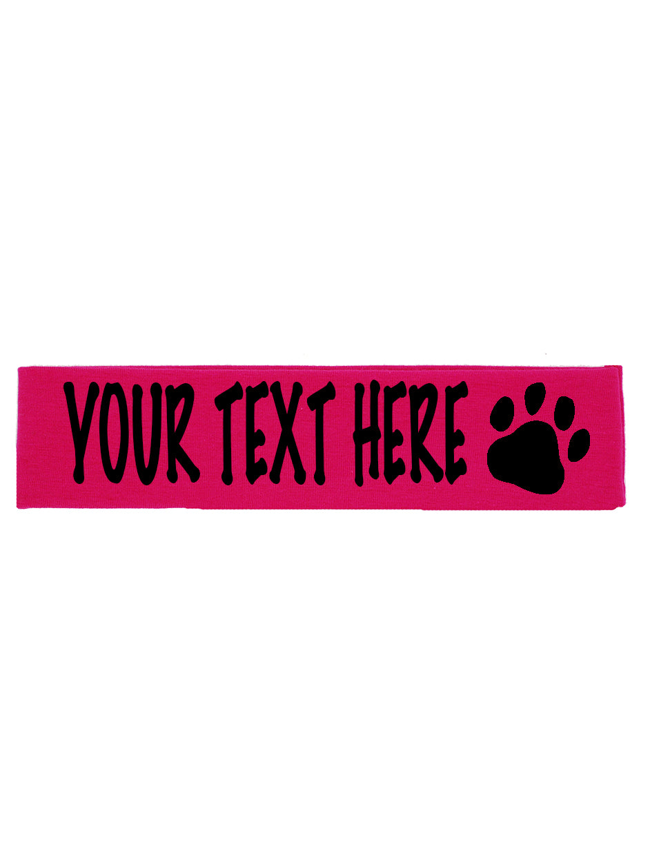 Custom PAW PRINT Cotton Headband - Flat (Non Sparkle) Letters!