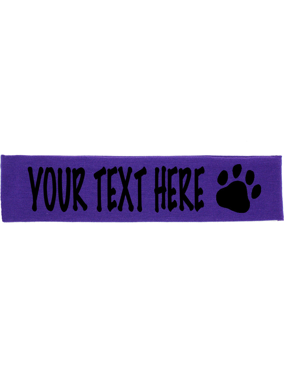 Custom PAW PRINT Cotton Headband - Flat (Non Sparkle) Letters!