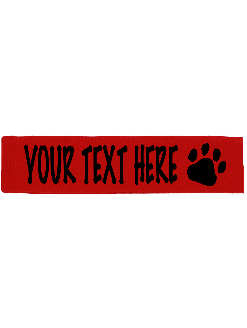 Custom PAW PRINT Cotton Headband - Flat (Non Sparkle) Letters!