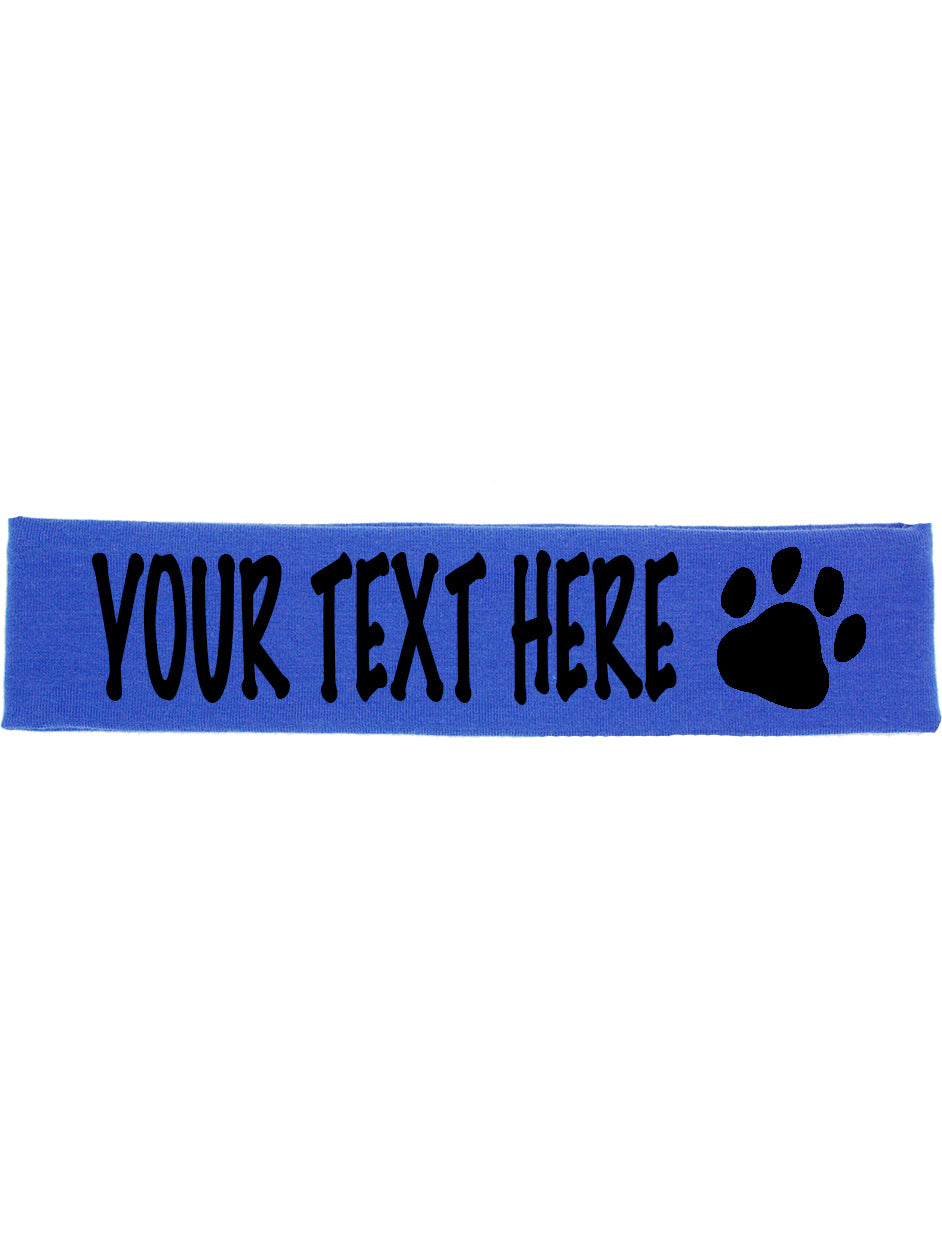 Custom PAW PRINT Cotton Headband - Flat (Non Sparkle) Letters!