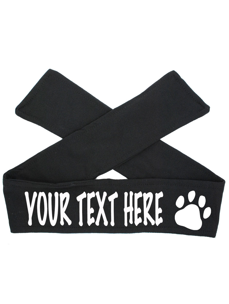 Custom Personalized PAW PRINT TIE Headband - Flat (Non Sparkle) Letters!