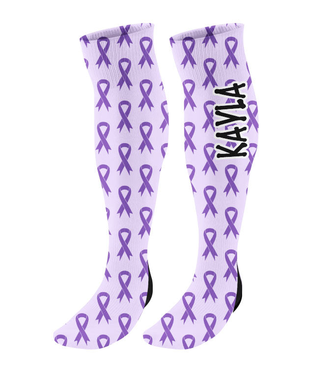 Personalized Awareness Ribbon Knee High Socks - All Colors Available