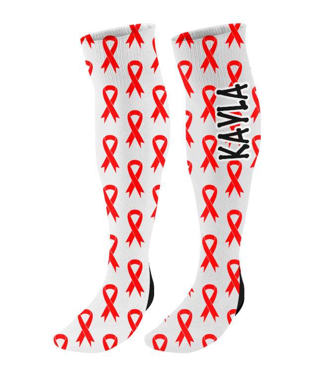 Personalized Awareness Ribbon Knee High Socks - All Colors Available