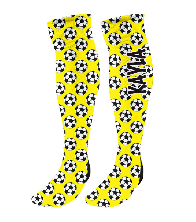 Personalized Soccer Knee High Socks with Mini Soccer Balls