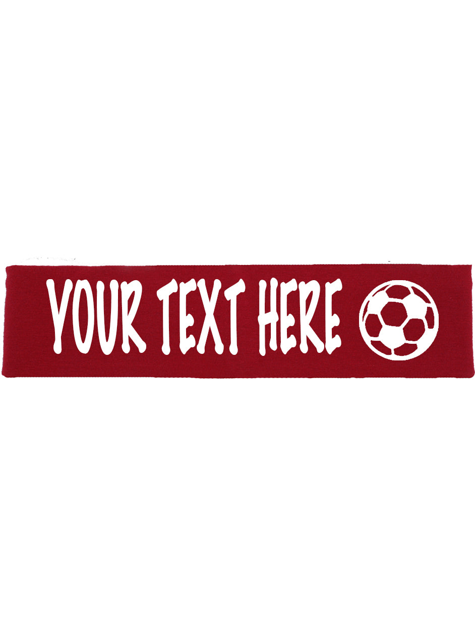 Custom SOCCER Cotton Headband - Flat (Non Sparkle) Letters!
