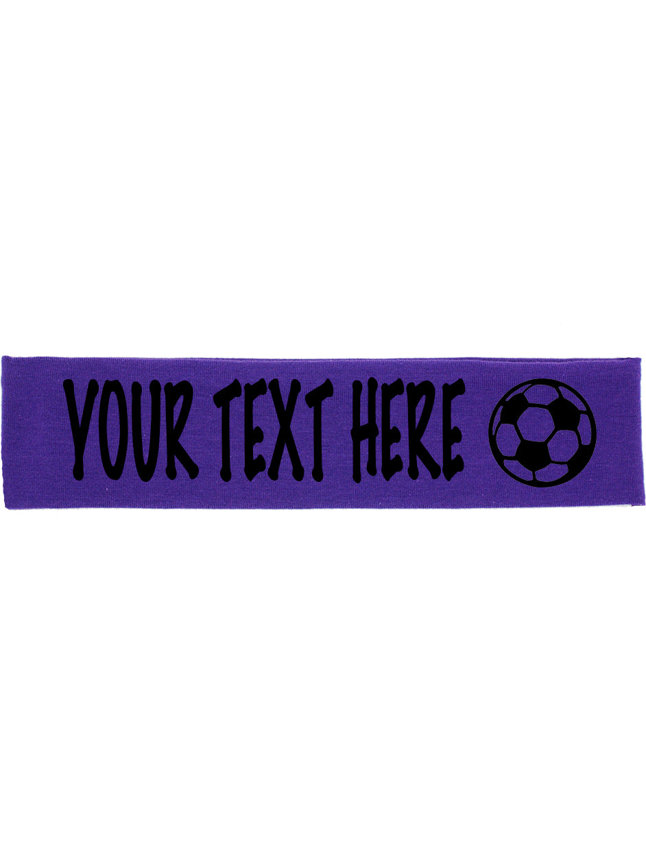 Custom SOCCER Cotton Headband - Flat (Non Sparkle) Letters!