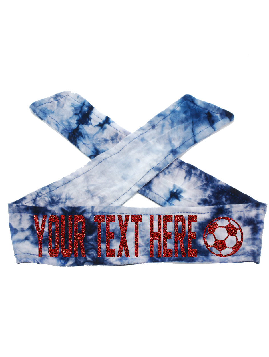 Custom Personalized Soccer TIE Headband - Sparkle Letters!