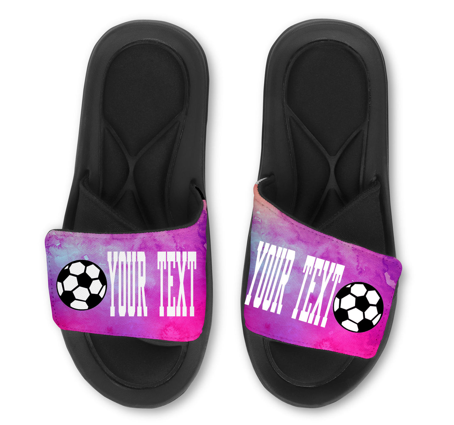 CUSTOM Soccer Slides / Sandals - WATERCOLOR - ADD your Name, Number, or Team Name