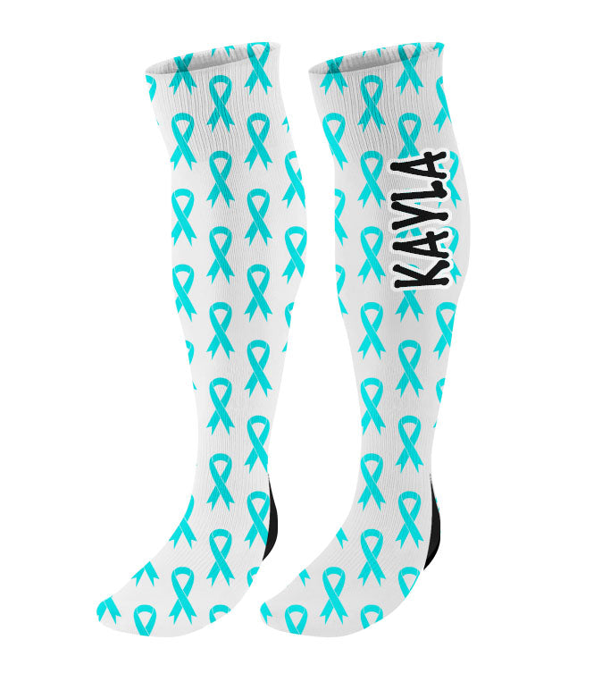 Personalized Awareness Ribbon Knee High Socks - All Colors Available