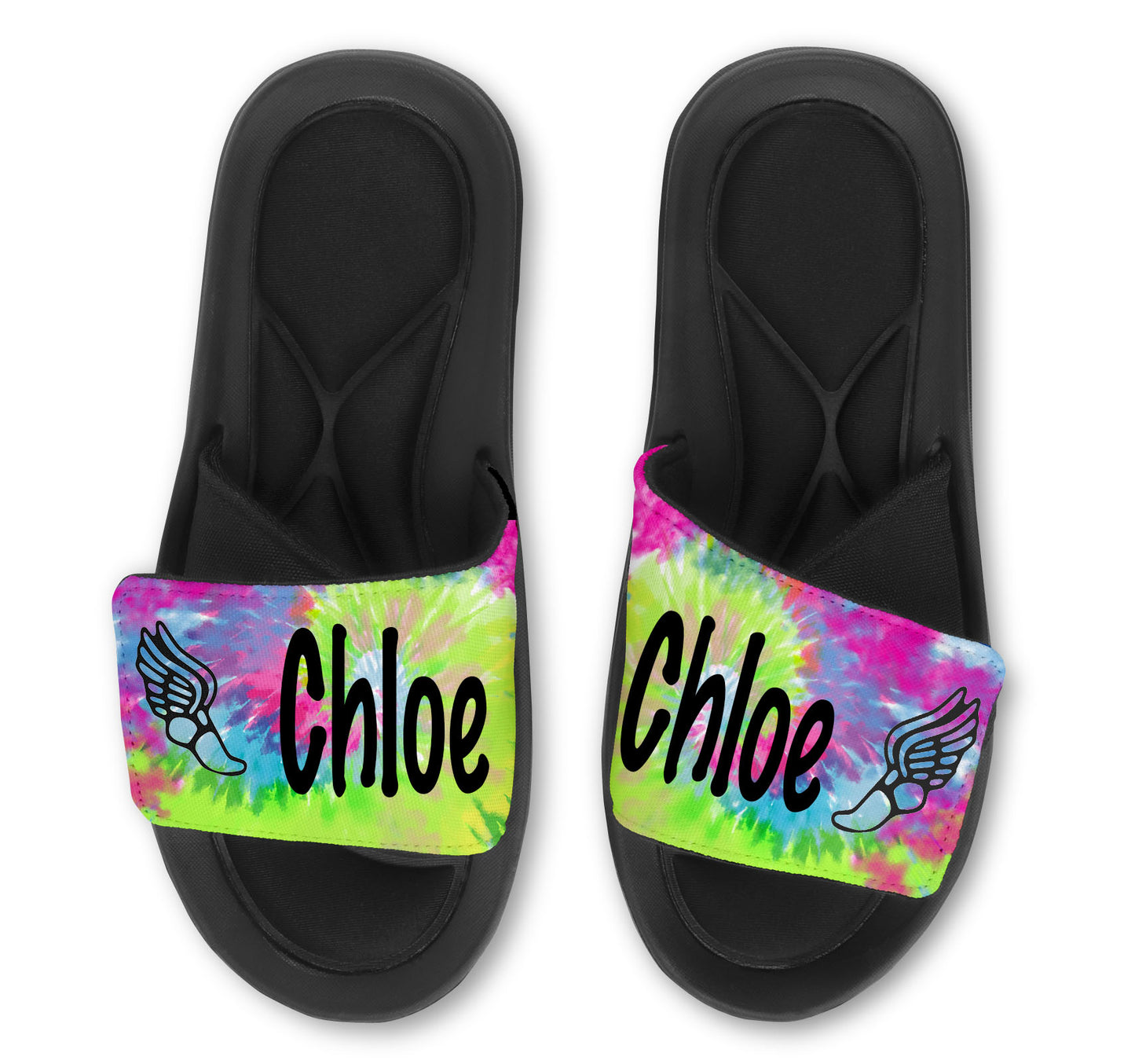 Track Tie Dye Custom Slides / Sandals - Choose your Background!