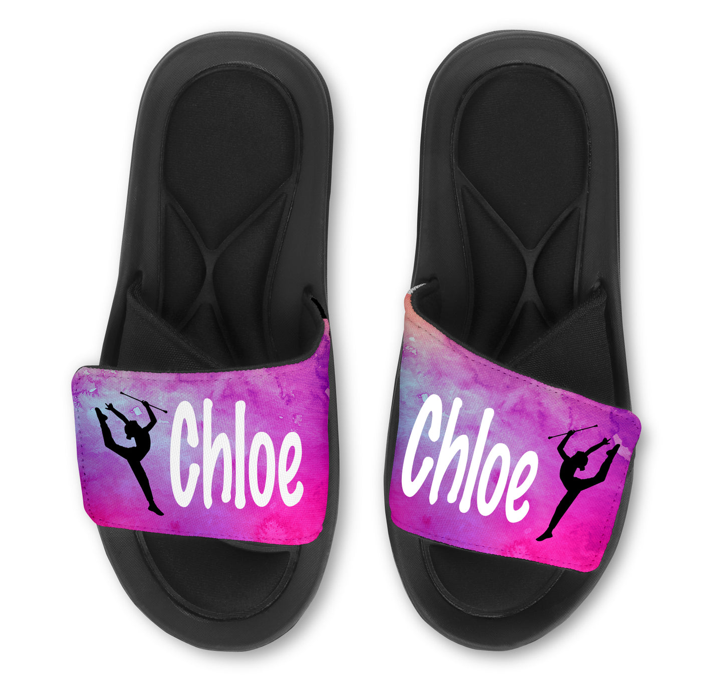 Baton Twirling Custom Slides / Sandals - Watercolor