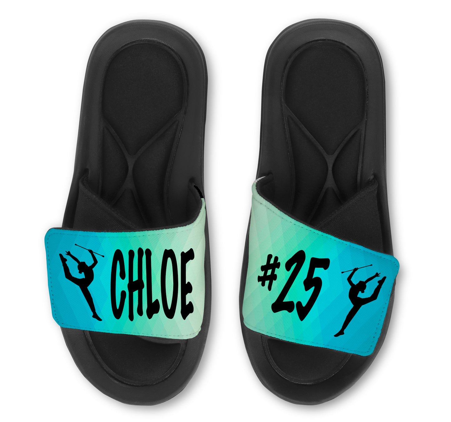 Baton Twirling Abstract Colored Custom Slides Sandals