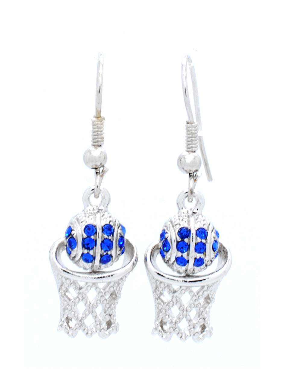 Basketball Hoop Earrings DANGLE - Royal Blue