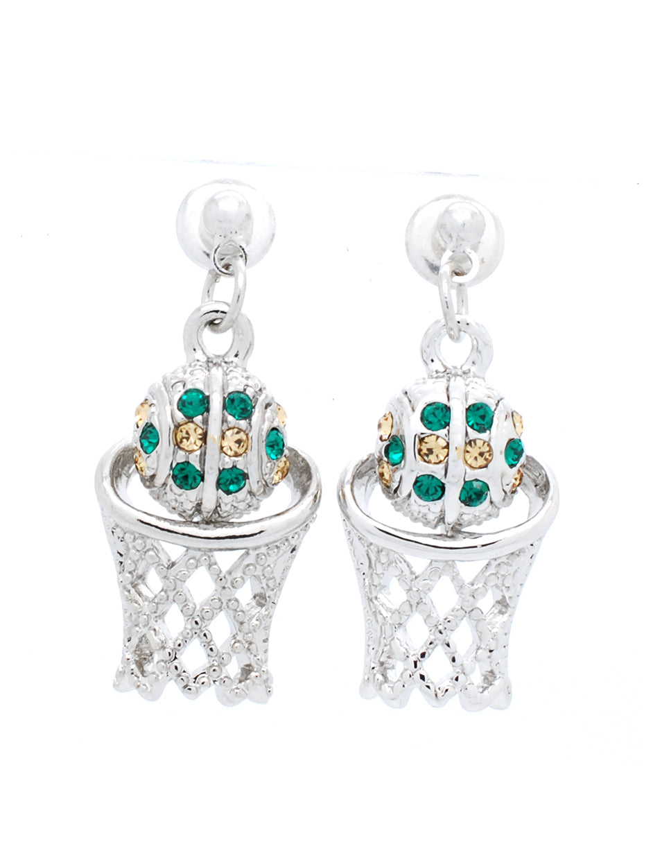 Basketball Earrings POST - Green/Lt Gold