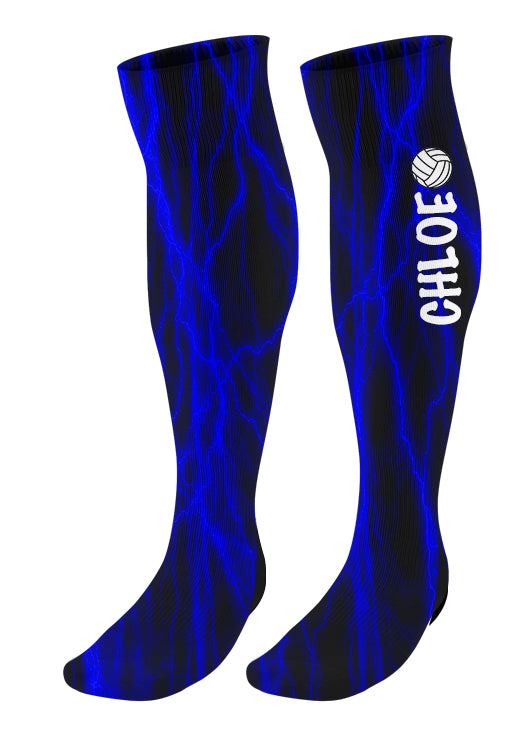 Personalized Lightning Volleyball Knee High Socks with Name
