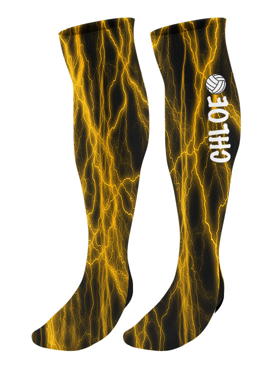 Personalized Lightning Volleyball Knee High Socks with Name