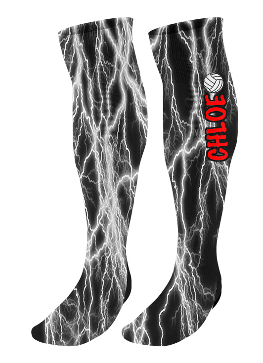 Personalized Lightning Volleyball Knee High Socks with Name