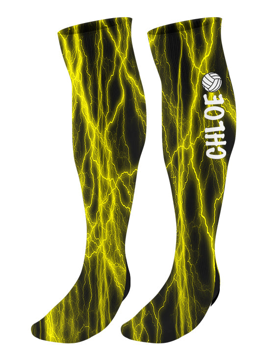 Personalized Lightning Volleyball Knee High Socks with Name