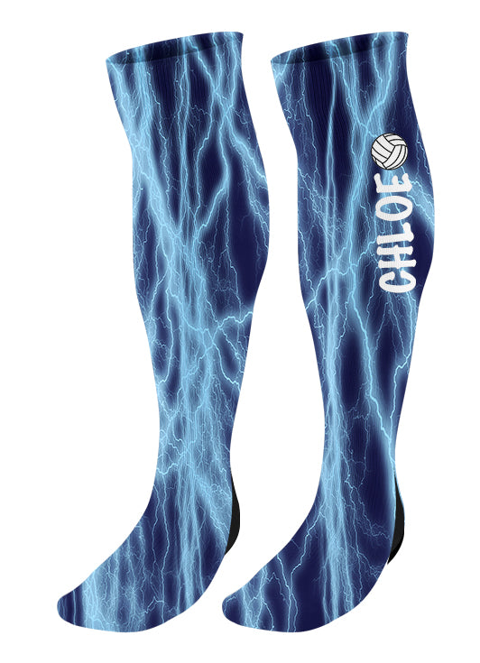Personalized Lightning Volleyball Knee High Socks with Name
