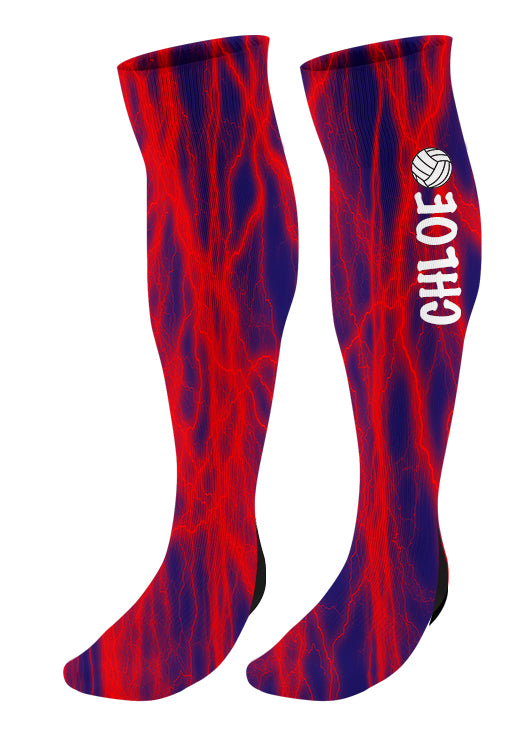 Personalized Lightning Volleyball Knee High Socks with Name