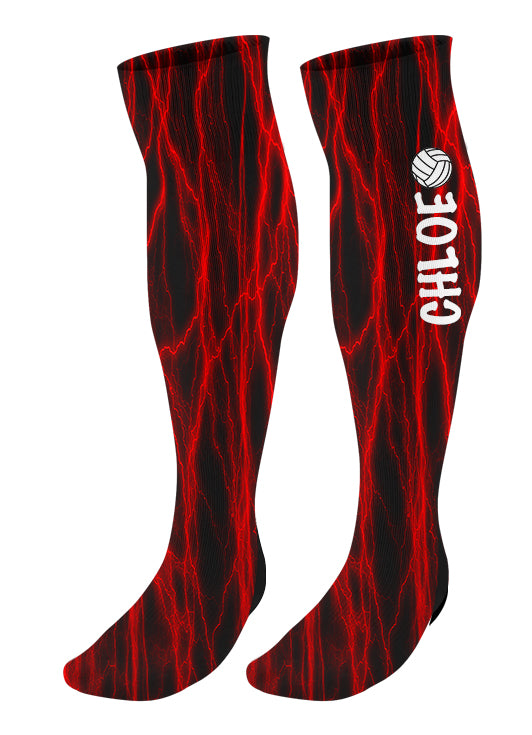 Personalized Lightning Volleyball Knee High Socks with Name
