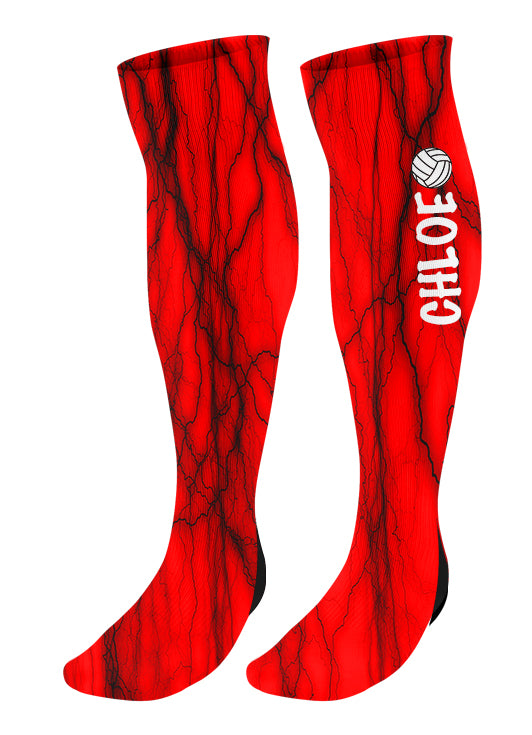 Personalized Lightning Volleyball Knee High Socks with Name