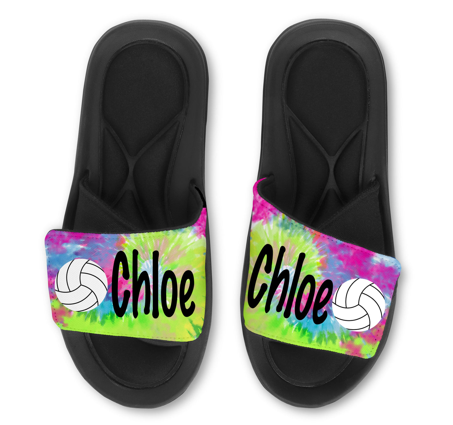 Volleyball Tie Dye Custom Slides / Sandals - Choose your Background!