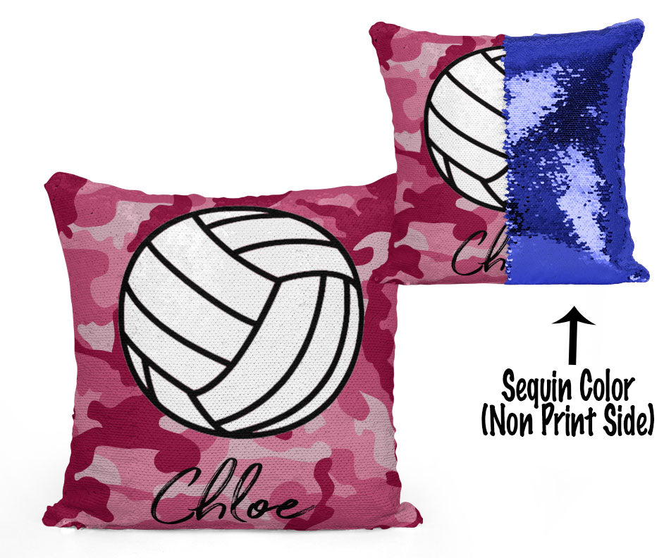 PERSONALIZED VOLLEYBALL MERMAID SEQUIN FLIP PILLOW - CAMO