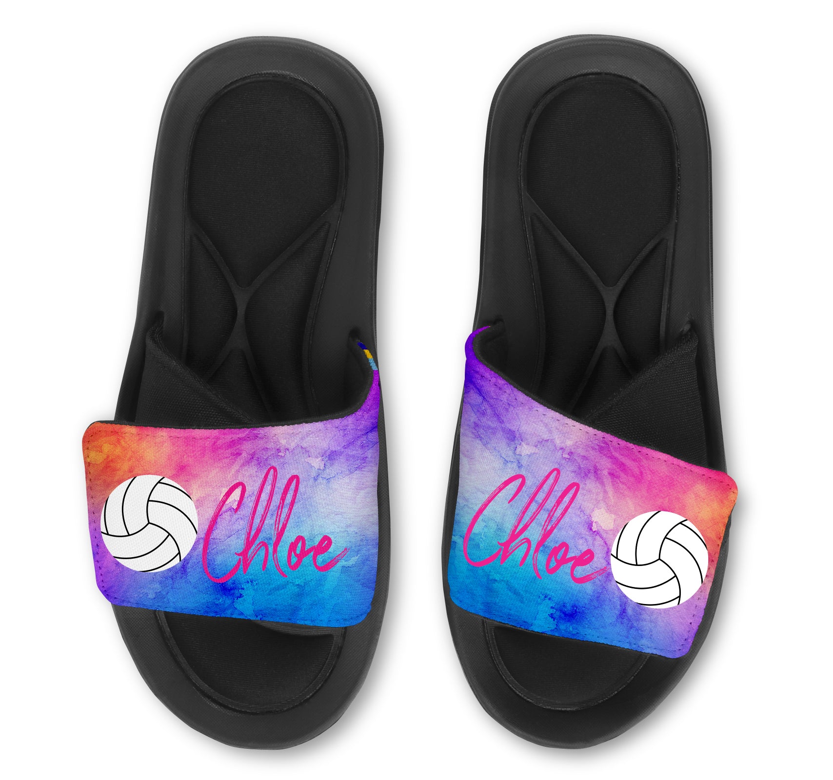 Volleyball Custom Slides Sandals Watercolor – Violet Victoria