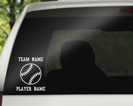 Custom Baseball Softball Fastpitch Car Window Decal