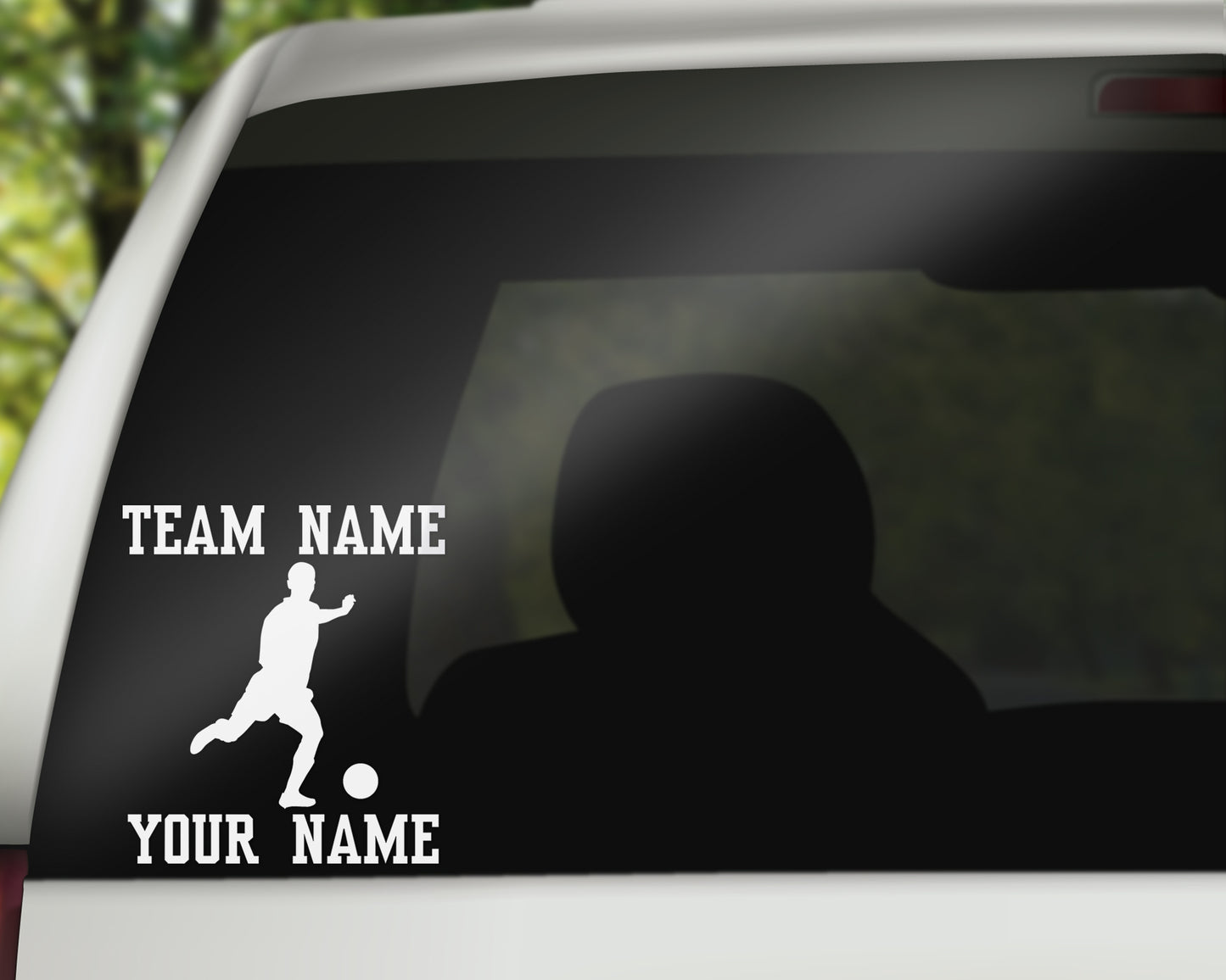 Custom Soccer Car Window Decal - Kicking