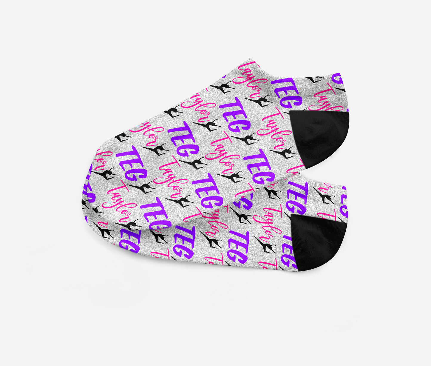 Personalized Gymnast Dancer Ankle Socks - Fits Sizes 4-10 - Great Team Gift