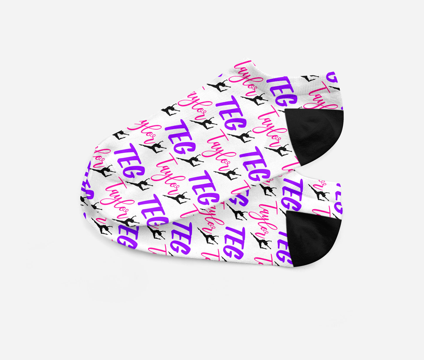 Personalized Gymnast Dancer Ankle Socks - Fits Sizes 4-10 - Great Team Gift