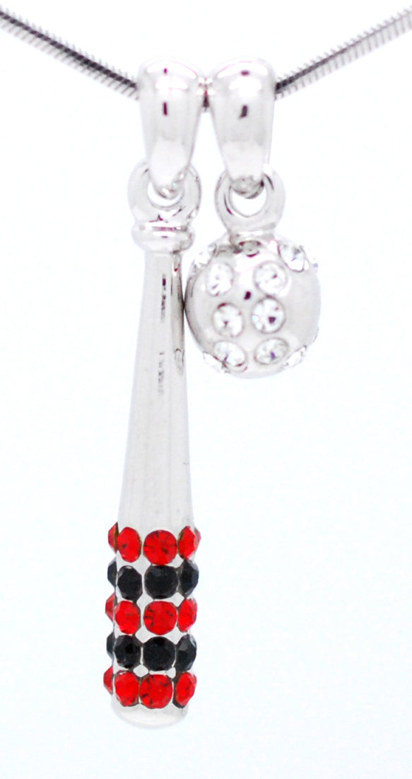 Baseball/Softball Bat and Ball Necklace - Two Tone Color Bat